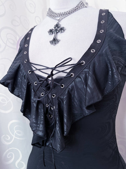 Gothic, hot maxi lace-up dress 🕷️