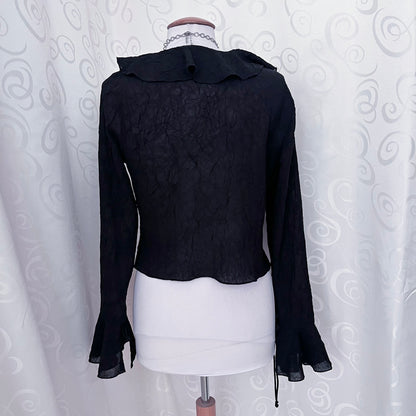 Whimsygoth ruffle sheer top 🌀🕷️