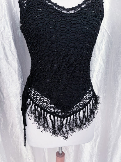 00’s Lipsy beaded knit top 🕸️