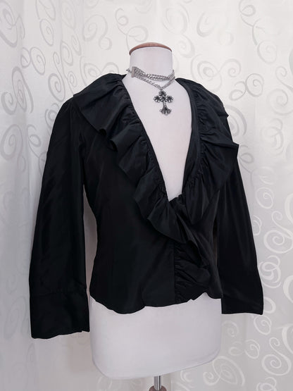 00’s gothic ruffle shirt/cardigan 🌀🕷️