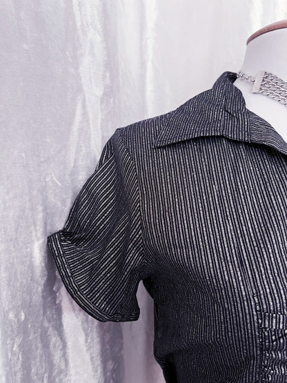 Gothic silver striped shirt 🕸️🎀