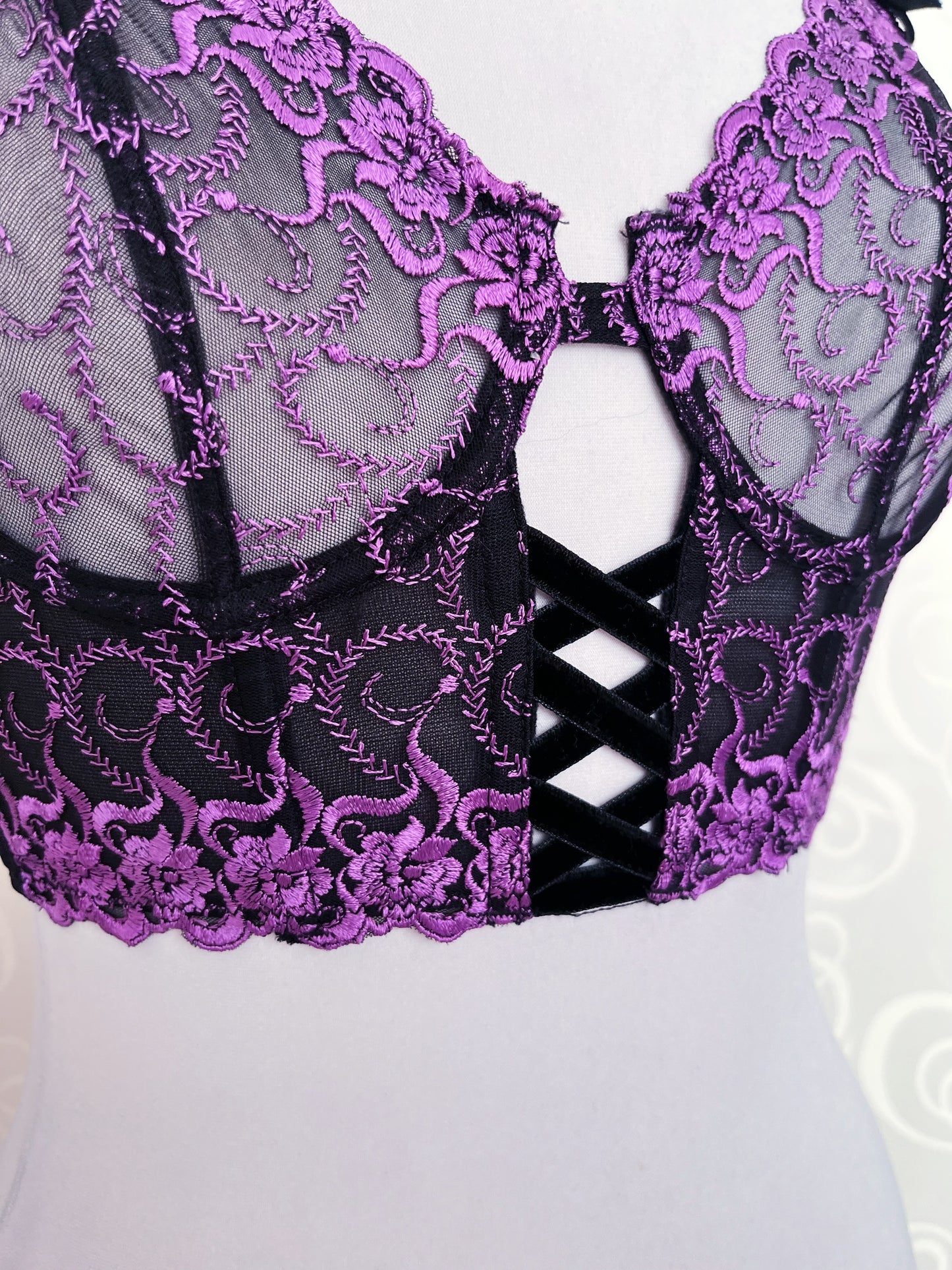 Whimsygoth purple mesh crop corset/bustier top 🔮