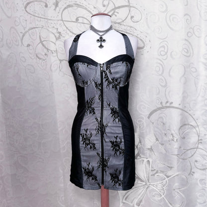 Hot gothic zip-up fitting dress 🦇