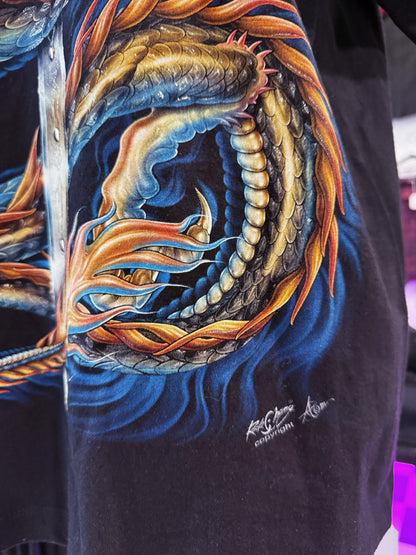 00’s Rock Chang dragon embossed T-shirt with piercings 🐉