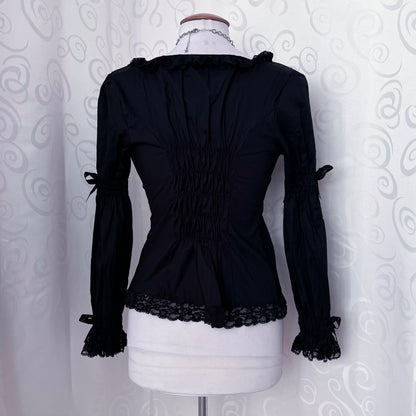 Dracula / Horror Protagonist cotton black romantic blouse 🖤🦇