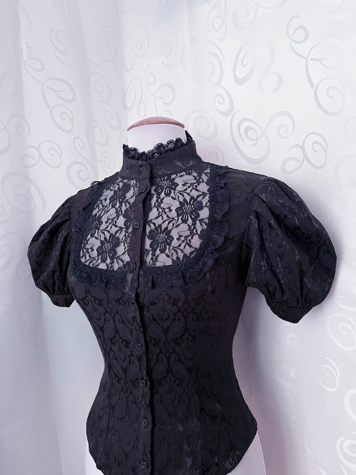 Dracula Gothic victorian style brocade high collar blouse 🦇🏰