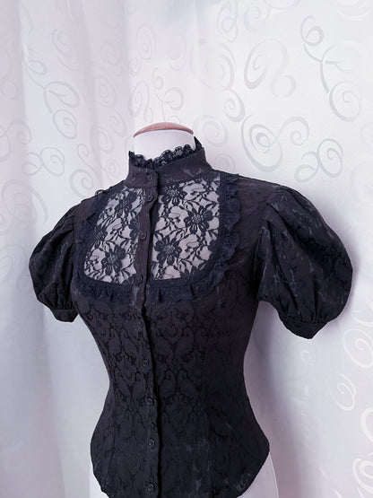Dracula Gothic victorian style brocade high collar blouse 🦇🏰