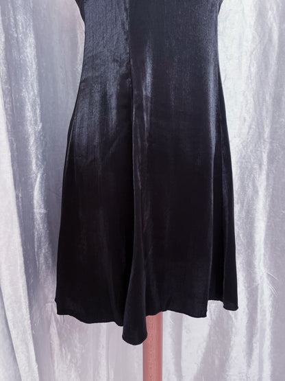 Vintage Elfio silky black gothic dress 🦇