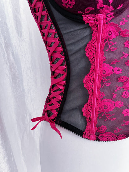 Hot pink gothic mesh corset 🎀