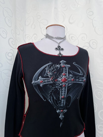 Spiral Direct iconic dragon cross top with red stitching details 🐉❤️