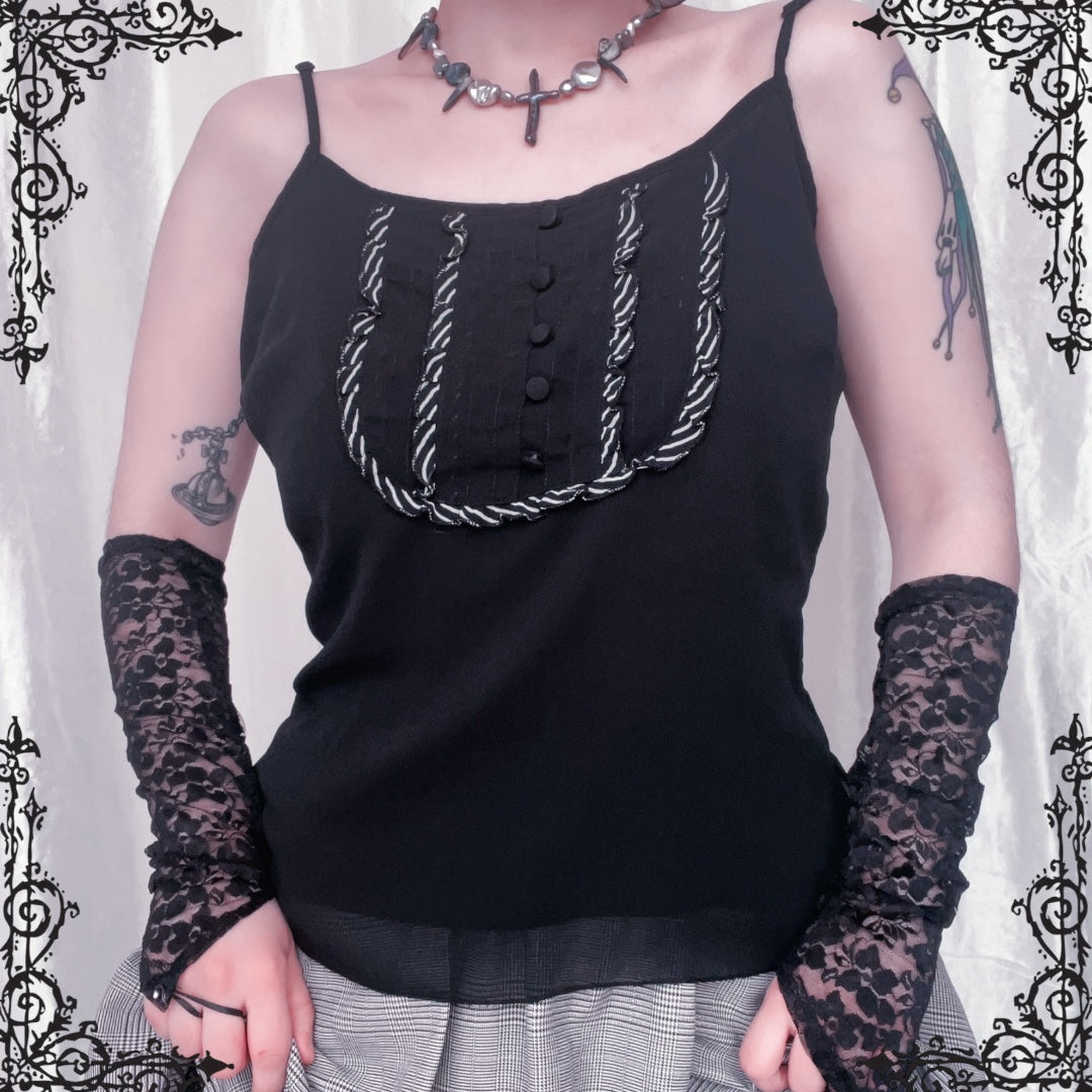 Dark coquette black mesh top 🎀