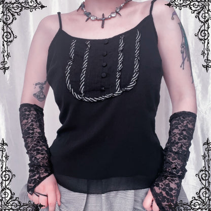Dark coquette black mesh top 🎀
