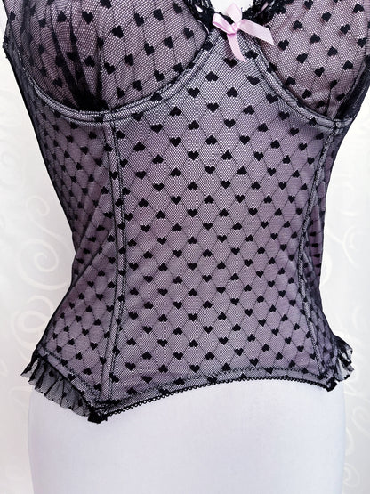 Whimsy coquette lacey hearts corset 💜🎀