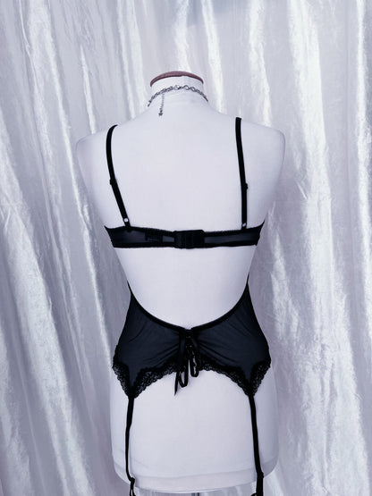 Hot black mesh lingerie corset top 🕸️