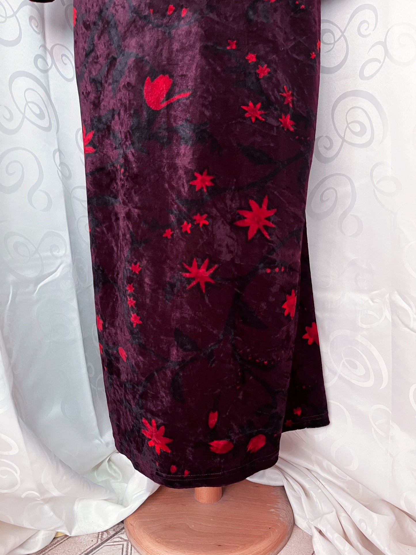 00’s Asian Style/Qipao velvet floral dress❤️🌺