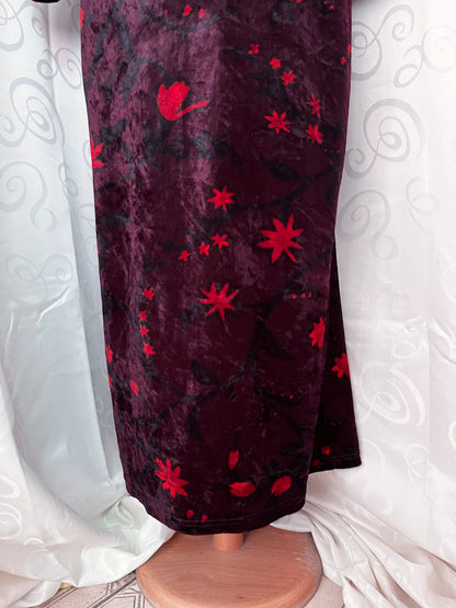 00’s Asian Style/Qipao velvet floral dress❤️🌺