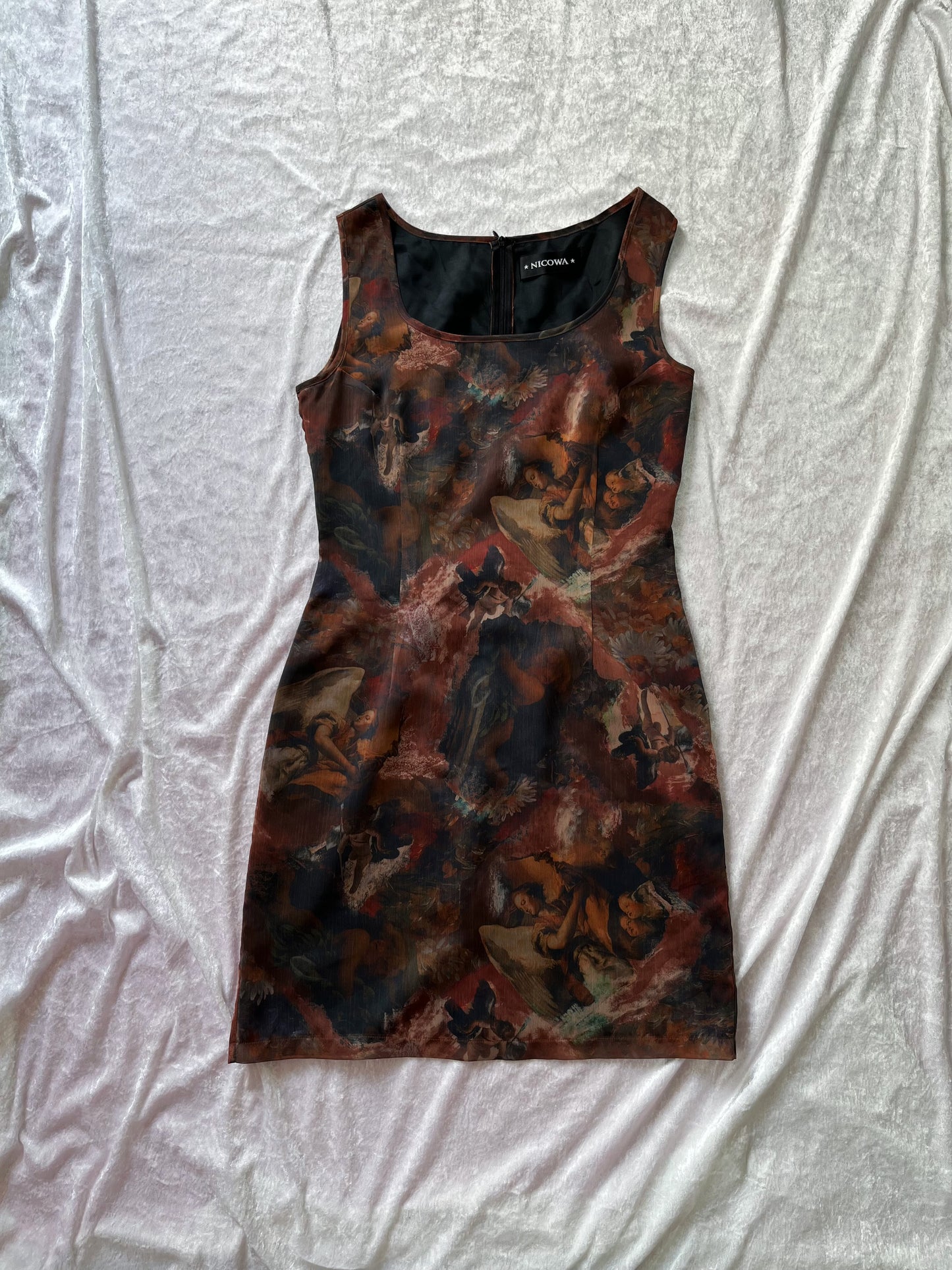 Rare NICOWA Renaissance painting mesh dress
