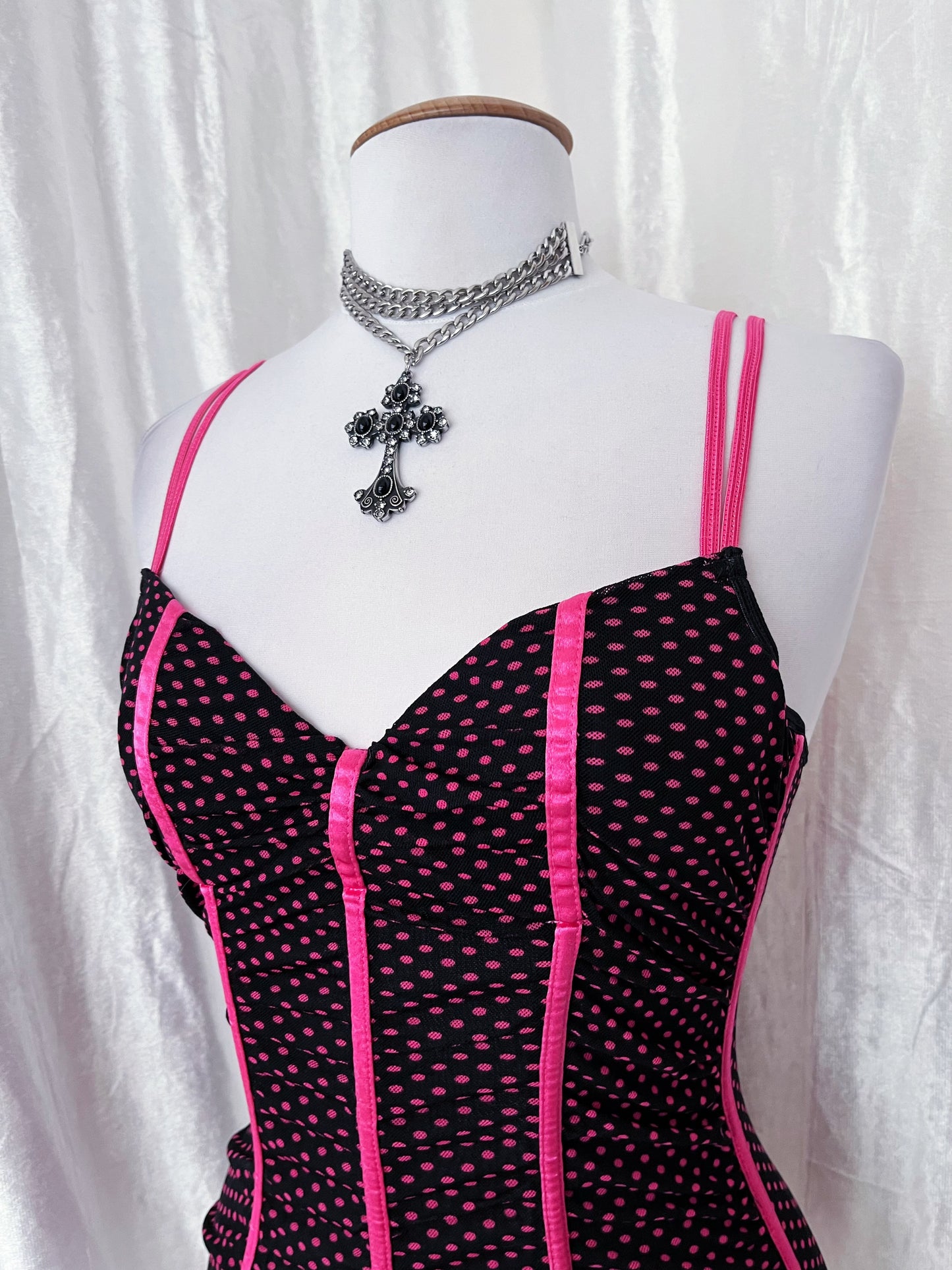 Y2K Victoria’s Secret Sexy little things mesh polka dot corset 🎀
