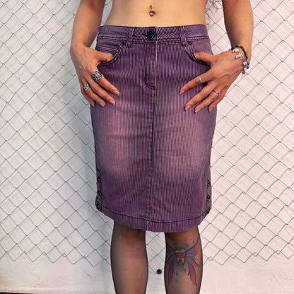 00’s emo striped pink denim skirt 💞