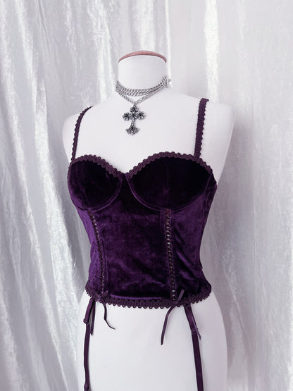 Gothic dark purple velvet corset 💜🧚🏻