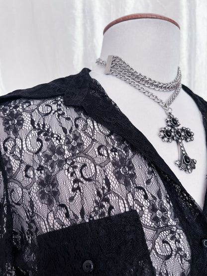 Gothic spiral lace shirt 🌀🦇