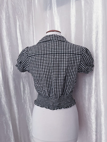 Dark coquette dirndl plaid top 🎀