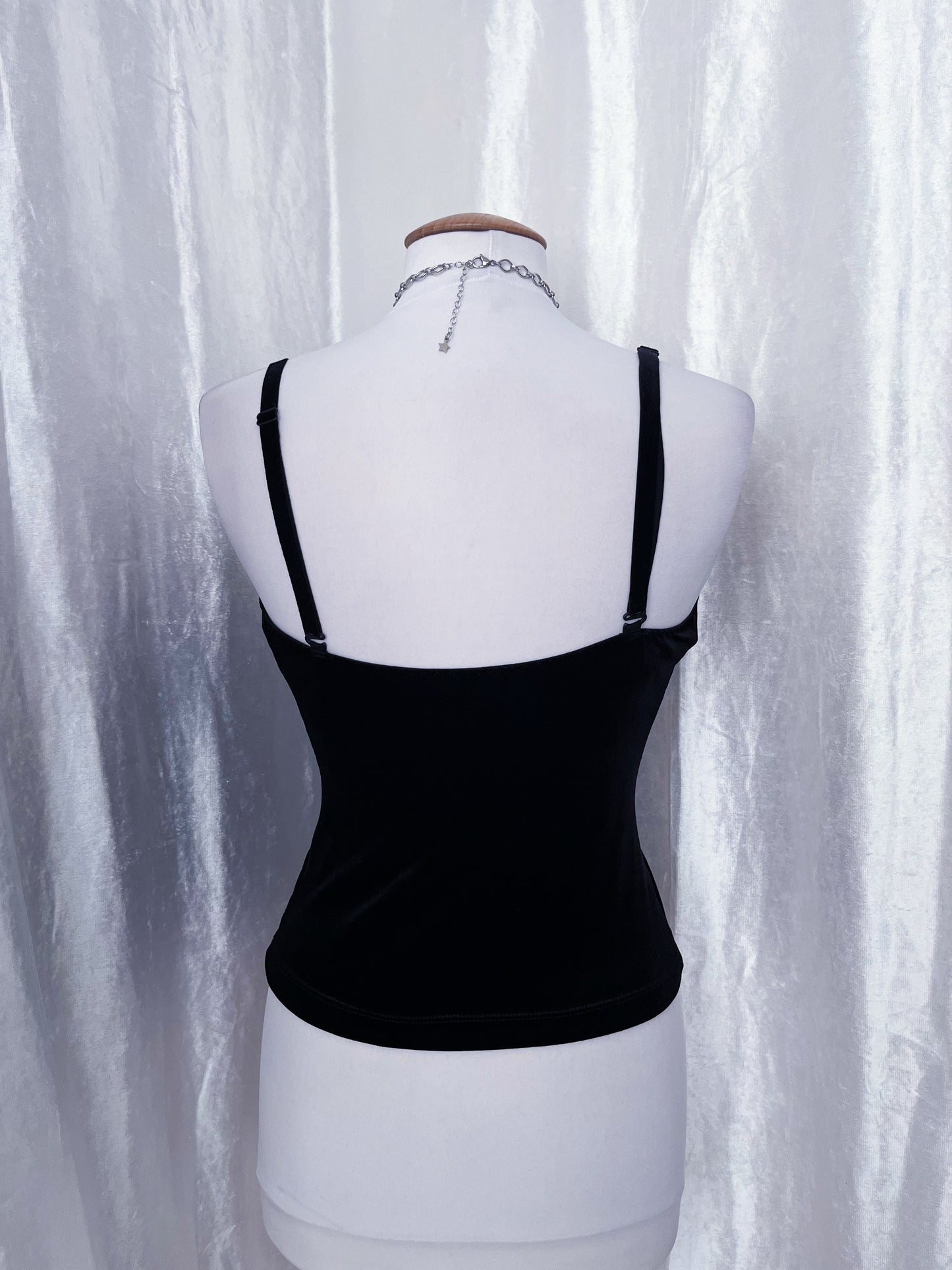 Gothic black velvet top with lace detail 🕷️🕸️