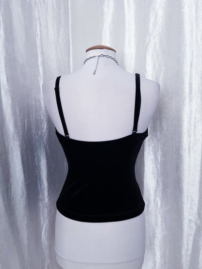 Gothic black velvet top with lace detail 🕷️🕸️