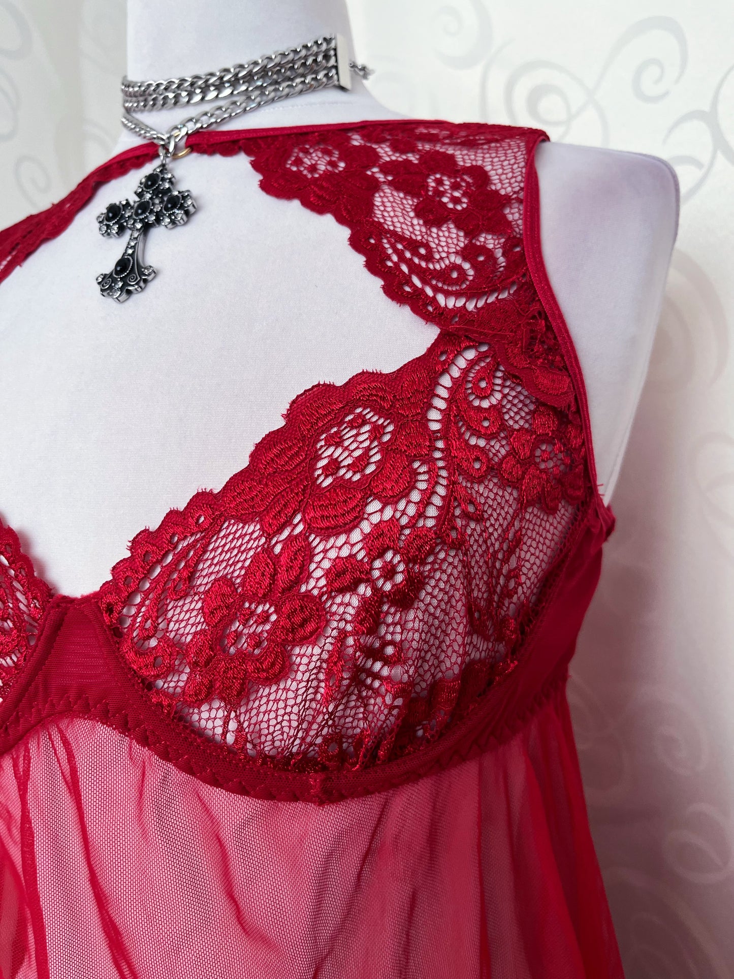 Ethereal hot red mesh bustier top ❤️🕷️