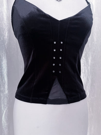 Gothic black velvet top with lace detail 🕷️🕸️