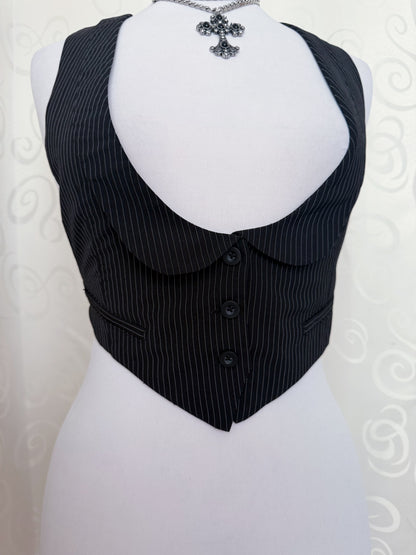 Corporate Goth striped crop vest 🦇