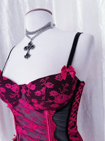 Hot pink gothic mesh corset 🎀