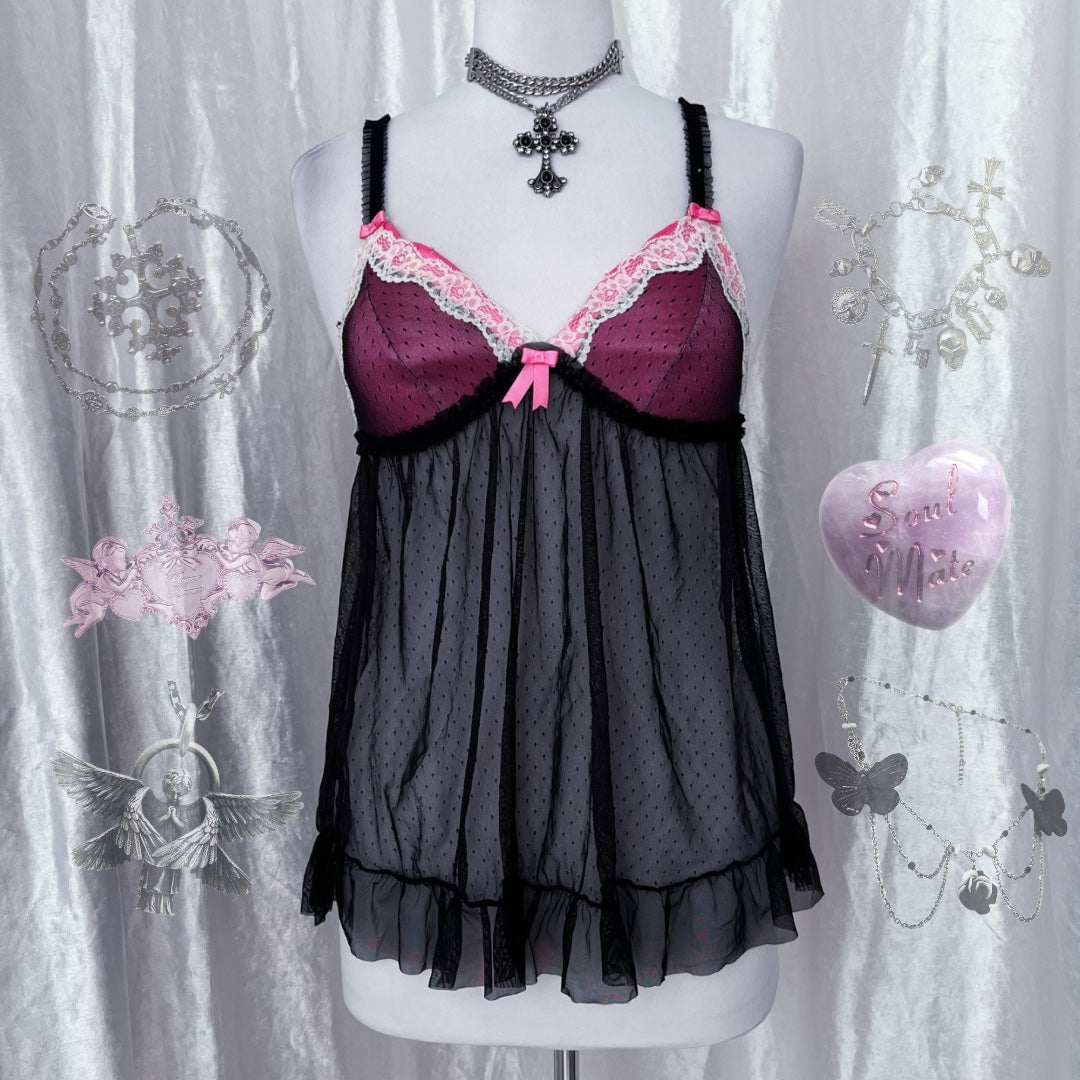 Cutest fairy mesh & pink bustier top 🖤
