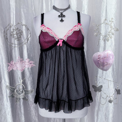 Cutest fairy mesh & pink bustier top 🖤