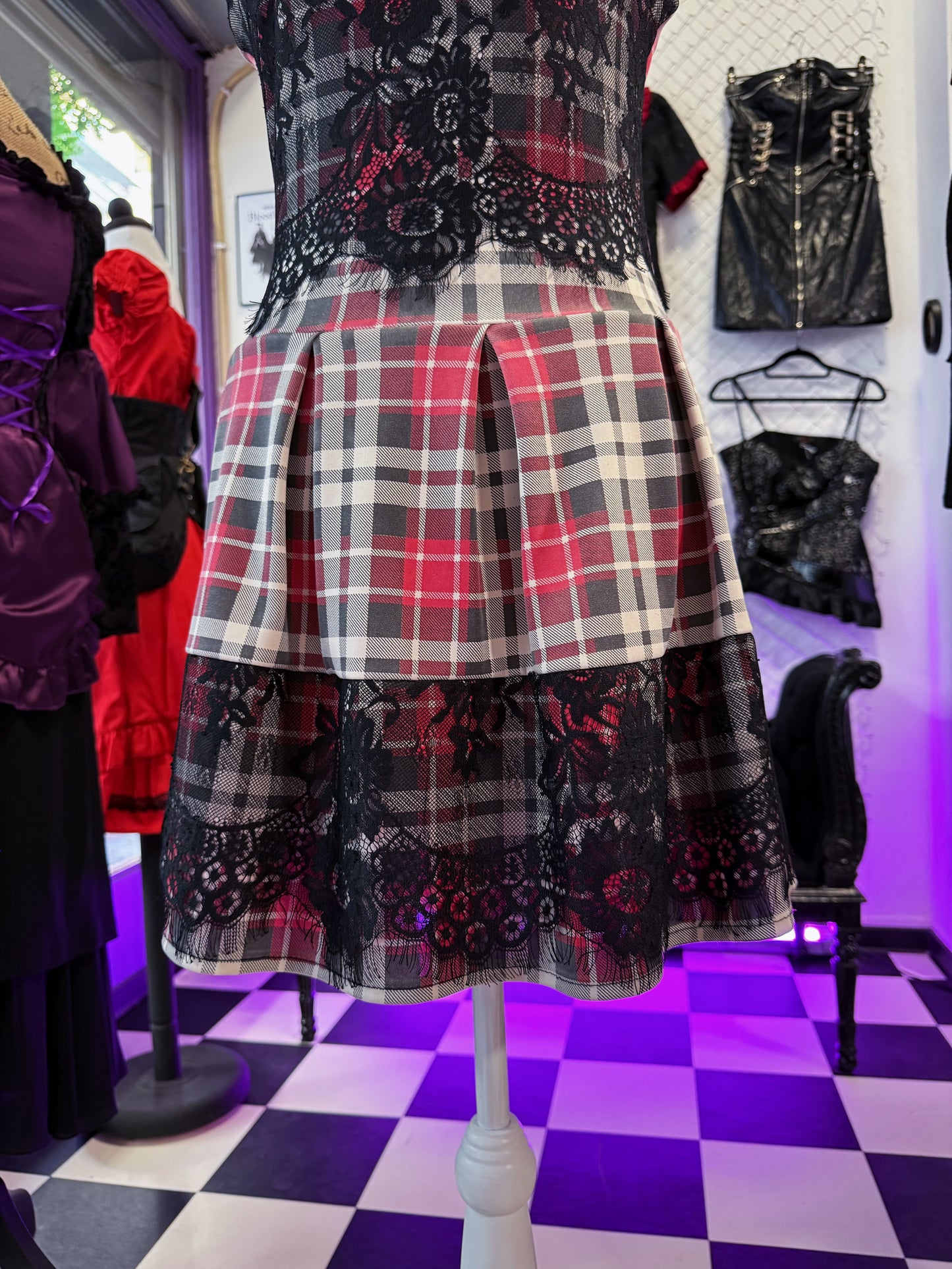 Tartan lacey print dress 🍓
