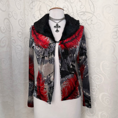 00’s iconic velvet cardigan with faux fur neckline ❣️