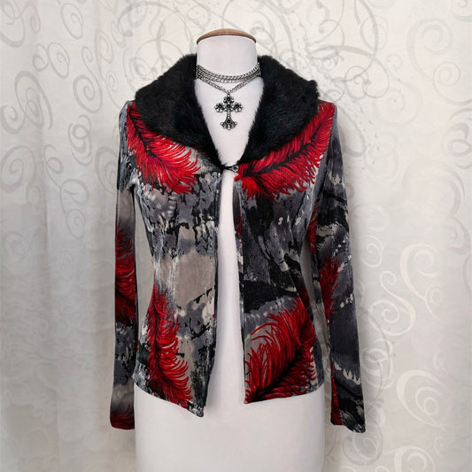 00’s iconic velvet cardigan with faux fur neckline ❣️