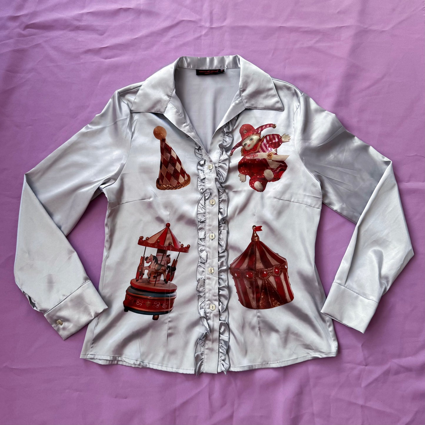 REWORKED Circus dream ruffle silver shirt 🎪🎠🎡