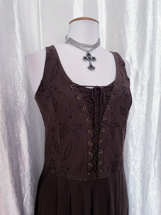 00’s village witch brown corset dress 🐐🥧🧙🏻‍♀️