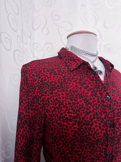Amazing leopard print burgundy shirt dress 🐆🎸