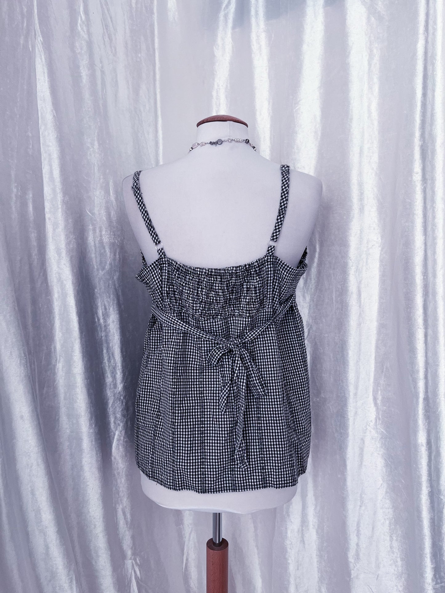 Dark coquette checked milkmaid top 💀🗝️