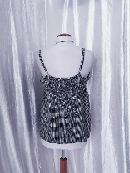 Dark coquette checked milkmaid top 💀🗝️