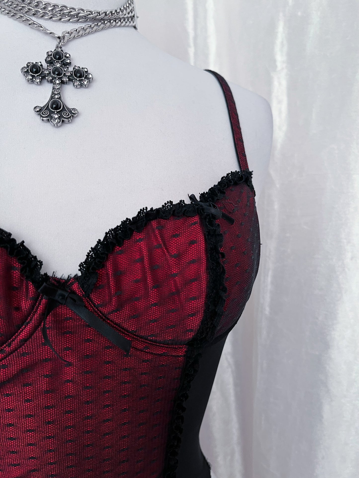 00’s vampire mesh corset top with garters 🩸