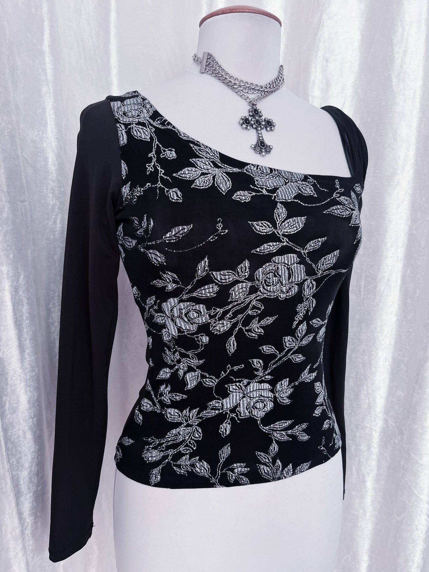 Whimsygoth asymmetrical black top