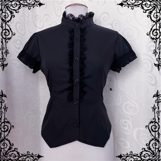 Dracula Gothic victorian style Short Sleeved Cotton Lace Blouse 🖤🦇
