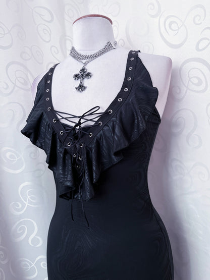 Gothic, hot maxi lace-up dress 🕷️