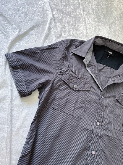 Alt cotton dark grey striped shirt with mini scorpio print on the bottom side 🦂