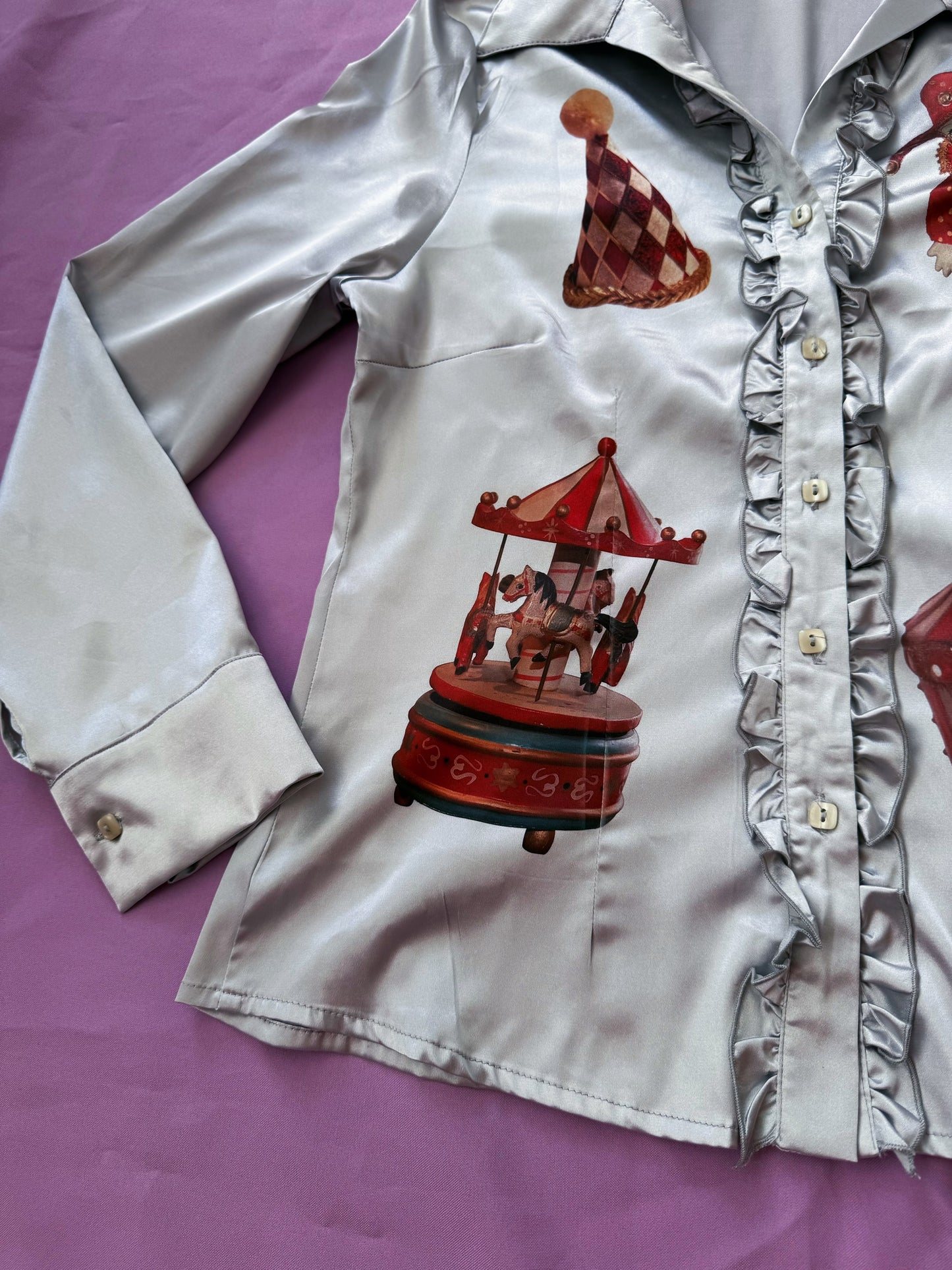 REWORKED Circus dream ruffle silver shirt 🎪🎠🎡