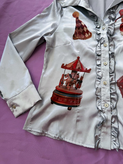 REWORKED Circus dream ruffle silver shirt 🎪🎠🎡