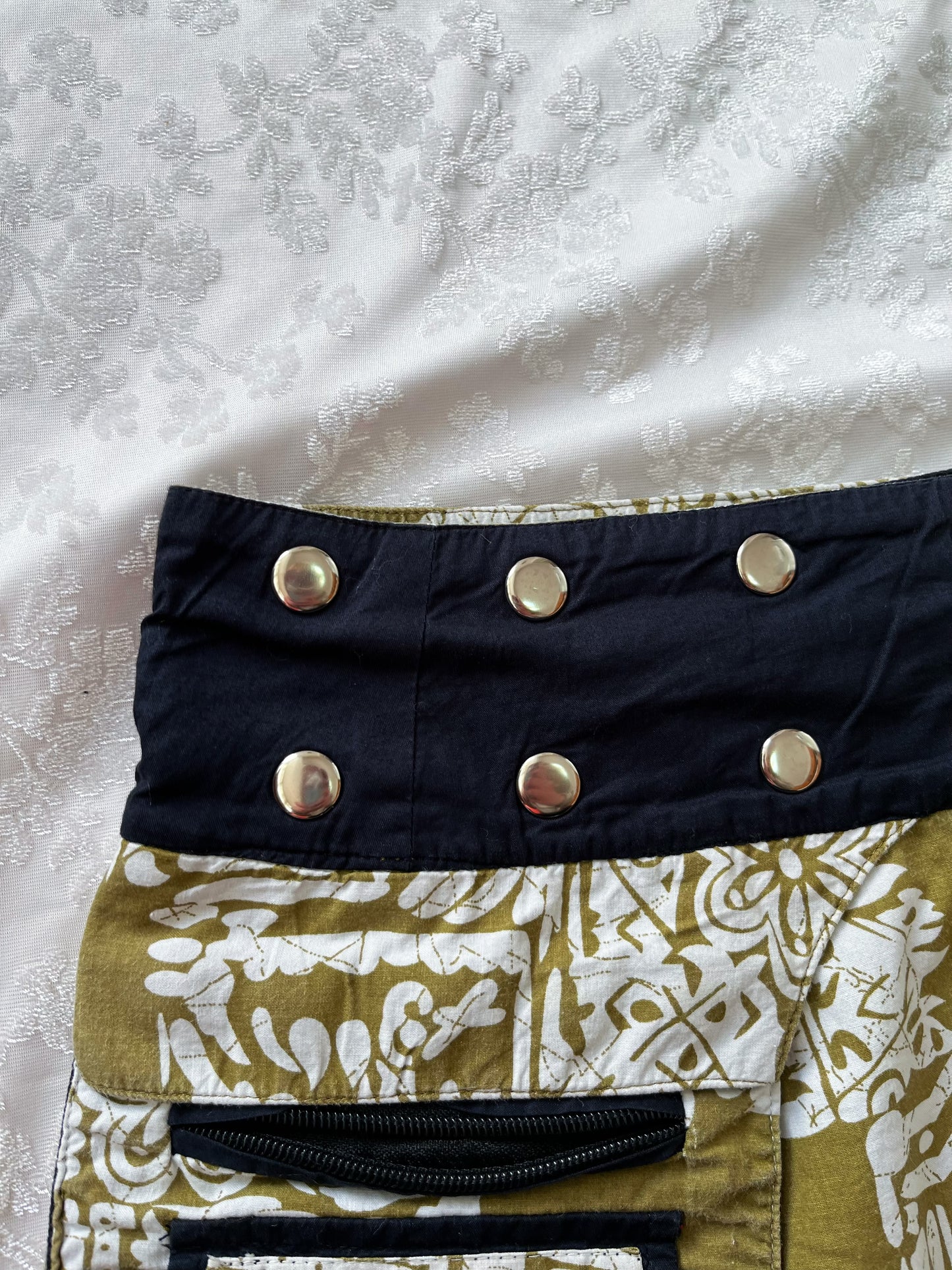Wrap around double-face mini cotton skirt